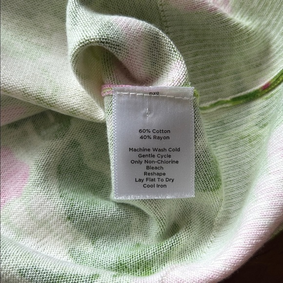 Talbots floral print women’s cardigan quarter length sleeve green pink size S - Picture 7 of 7